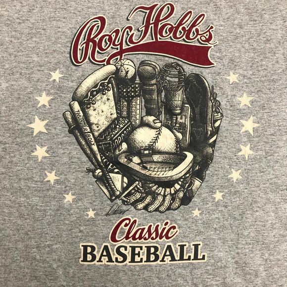Men’s Vintage Grey ‘Roy Hobbs Classic Baseball’ Graphic Tee - Picture 3 of 4